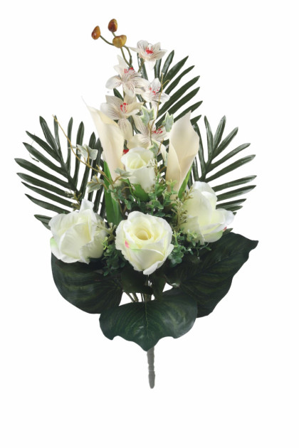 Kytica kála + orchidea / krémová