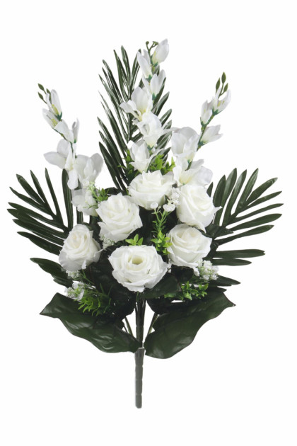 Kytica gladiola + ruža / biela