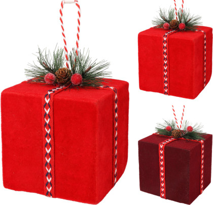 Ozdoba závesná - darček / 3 farby(červená, bordová, béžová)