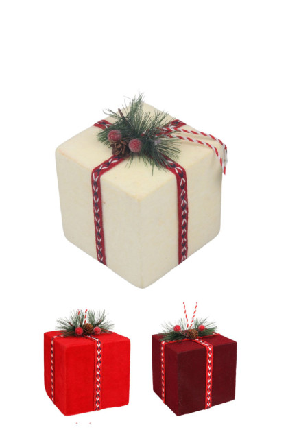 Ozdoba závesná - darček / 3 farby(červená, bordová, béžová)