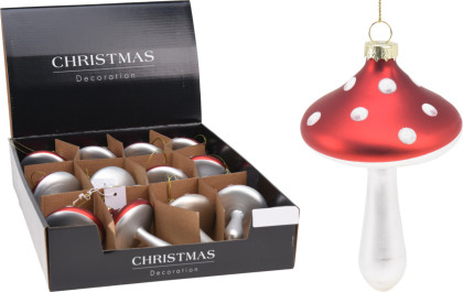 Závesná dekorácia - hríb / červená Závesná dekorácia - hríb / červená