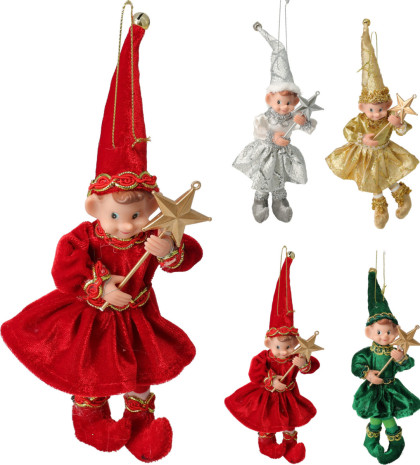 Záves. dekorácia  - škriatok 19 cm / 4 dr Záves. dekorácia  - škriatok 19 cm / 4 dr