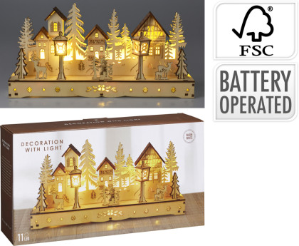 Domy dreven. + stromy s LED osvetlením Domy dreven. + stromy s LED osvetlením