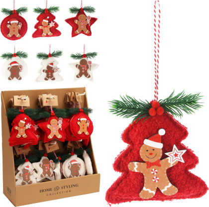 Záves. dekor. perník červený  6 dr.