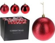 Guľa vianočná 10 cm / červená/ 3dr.