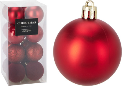 Gule vianoč. 6 cm / set 16 ks / červené Gule vianoč. 6 cm / set 16 ks / červené