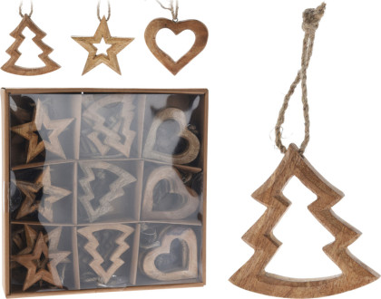 Ozdoba záves. z dreva 10 cm/ 3 dr