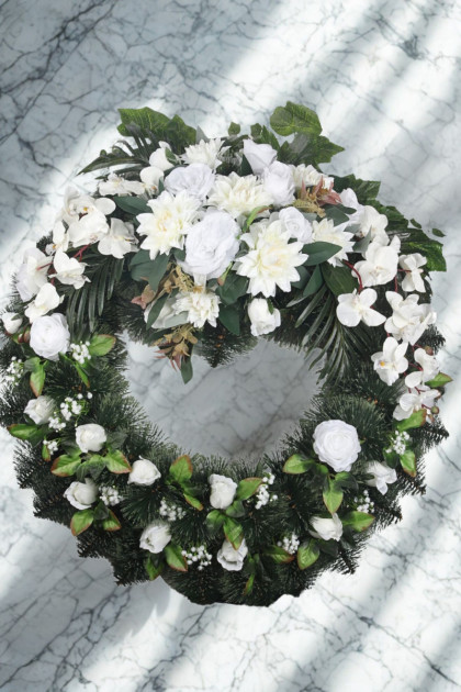 Veniec borovica  poloprázdny - dálie, orchidea, ruže