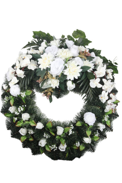 Veniec borovica  poloprázdny - dálie, orchidea, ruže