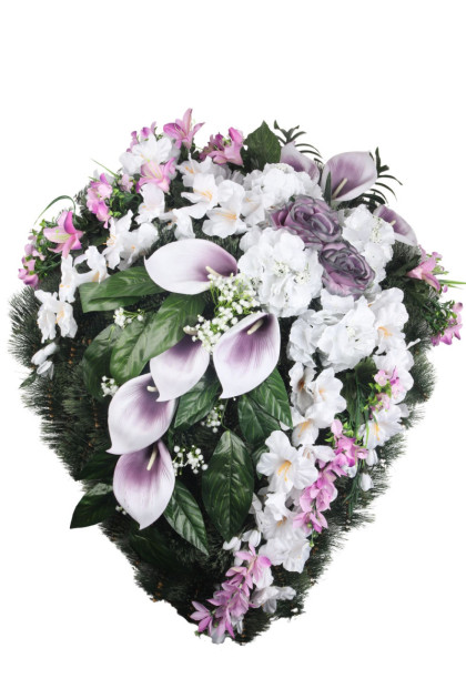 Veniec srdce borovica - gladiola, ľalia, hortenzia