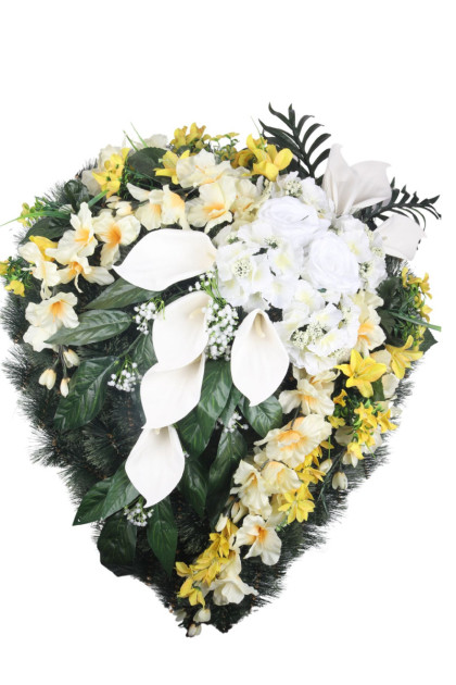 Veniec srdce borovica - gladiola, ľalia, hortenzia