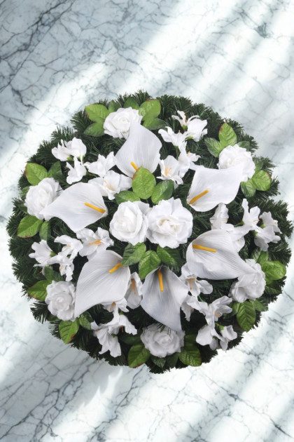 Veniec kruh s gladiolou, kálou a ružou