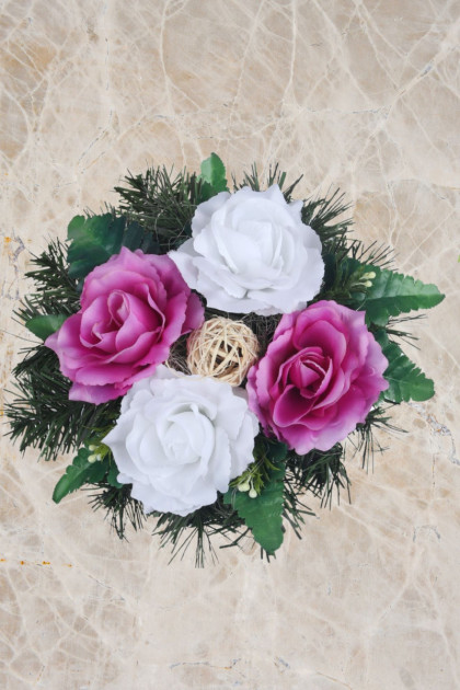 Aranžmán betón ruža, doplnky