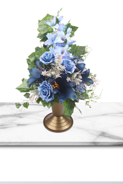 Váza s kyticou na hrob - gladiola, ruže, ľalie