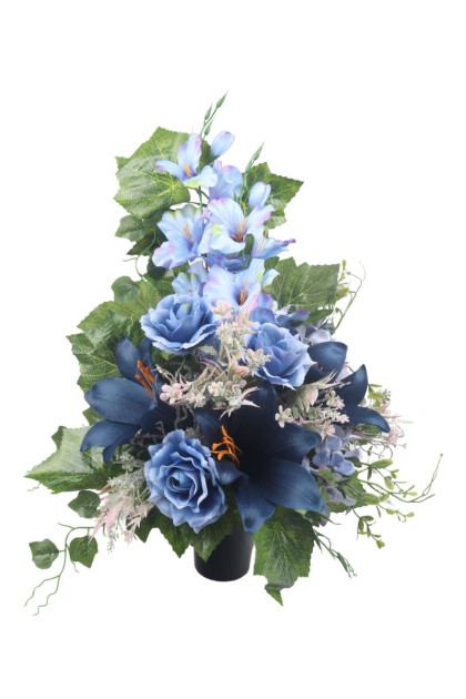 Váza s kyticou na hrob - gladiola, ruže, ľalie