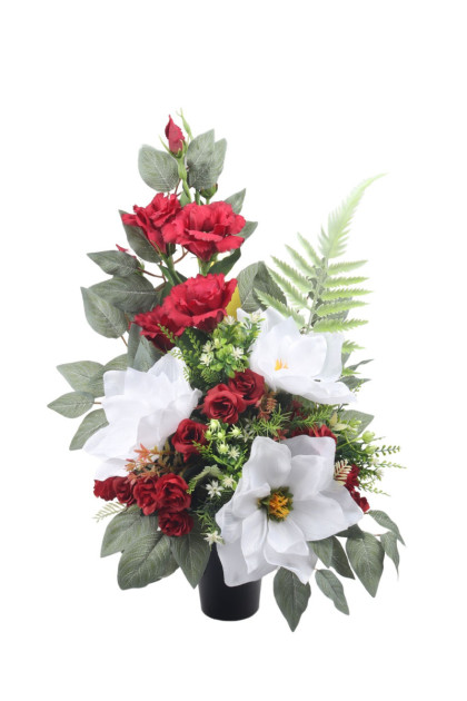 Váza s kyticou na hrob - lisianthus, ruža