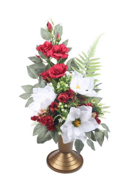 Váza s kyticou na hrob - lisianthus, ruža