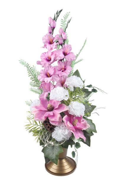 Váza s kyticou - gladiola, magnólia, karafiát