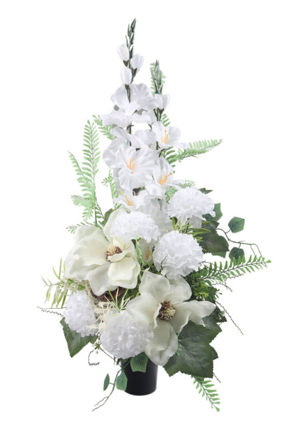 Váza s kyticou - gladiola, magnólia, karafiát