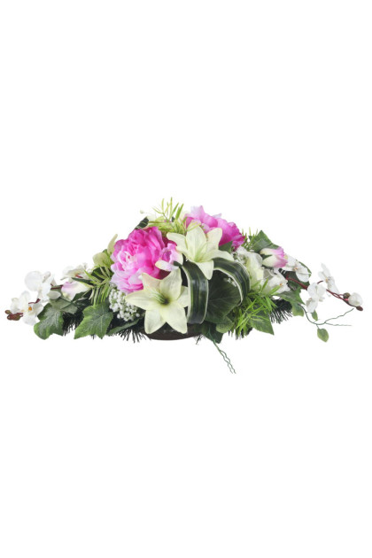 Aranžmán betón - peónie, ľalie, orchidea