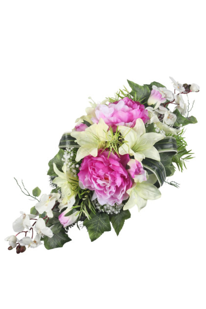 Aranžmán betón - peónie, ľalie, orchidea