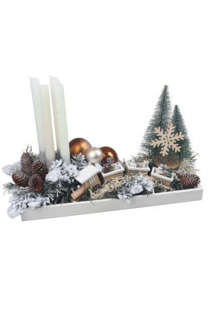 Advent na drevenom podnose s vláčikom