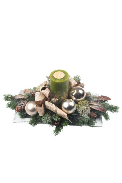 Vianočný aranžmán so zel. sviečkou