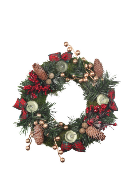 Adventný veniec červeno - zlatý 