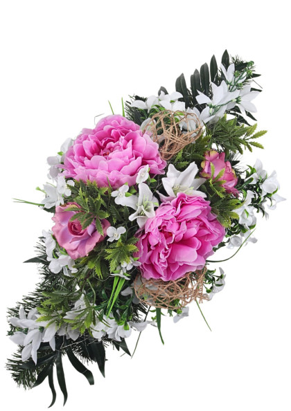 Aranžmán betón  - kytica ľalia, peónie