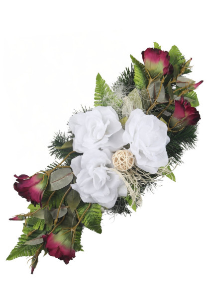 Aranžmán betón liziantus, ruže