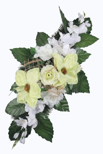 Aranžmán betón - magnólie, ruža, gladioly