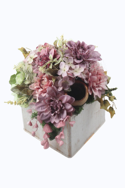 Aranžmán miska zaťažená   - dália, hortenzia