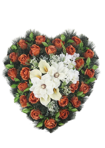 Veniec borovicové srdce - ruža, magnólia 