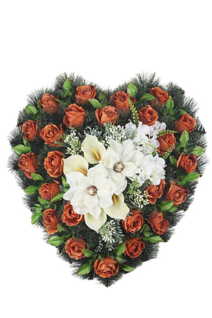Veniec borovicové srdce - ruža, magnólia 