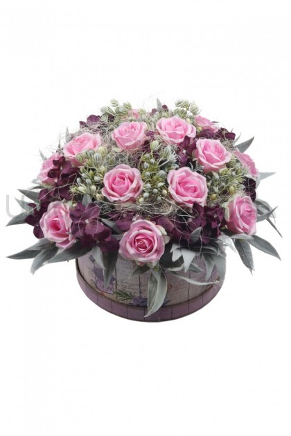 Flower box levanduľový - ruža, hortenzia