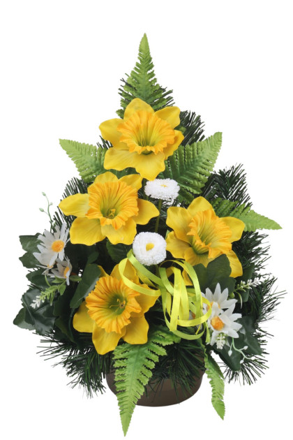 Aranžmán  betón jarný s narcismi