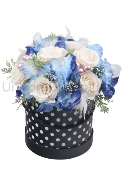 Flower box - modré hortenzie
