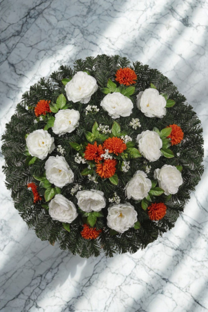 Veniec kruh 938 s peóniou a chryzantémou