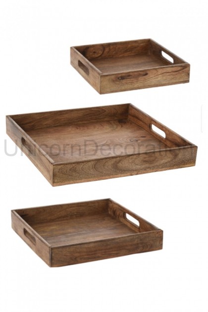 Podnos drevený 3 set