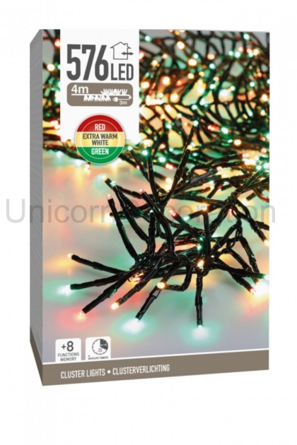 Reťaz vianočná 576 LED - 3 fareb.