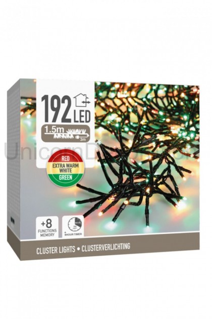 Reťaz vianočná 192 LED -3 fareb.