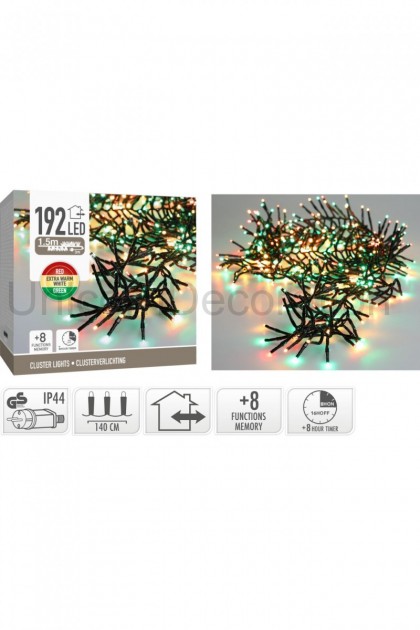 Reťaz vianočná 192 LED -3 fareb.