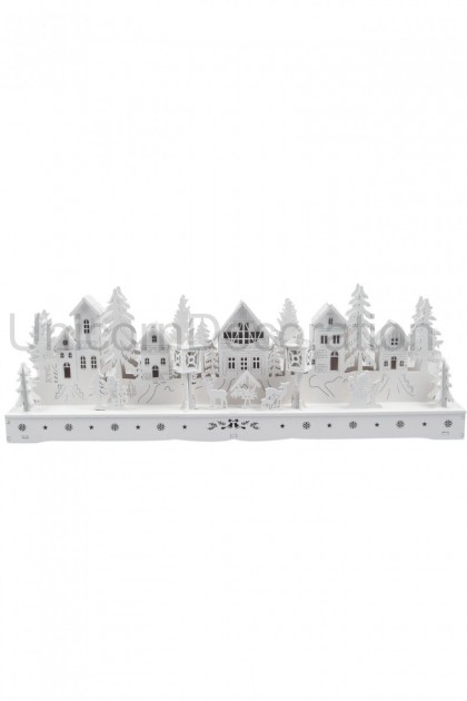 Domy drevené + stromy 45 cm / LED