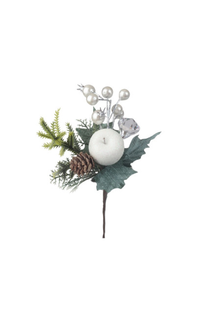 Pik vianočný  jablko + šiška  biely