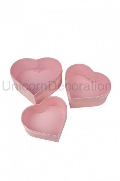 Flower box srdce ružové 3set