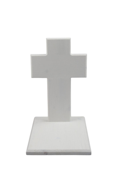 Kríž na podstavci 25 cm /drevené /biele