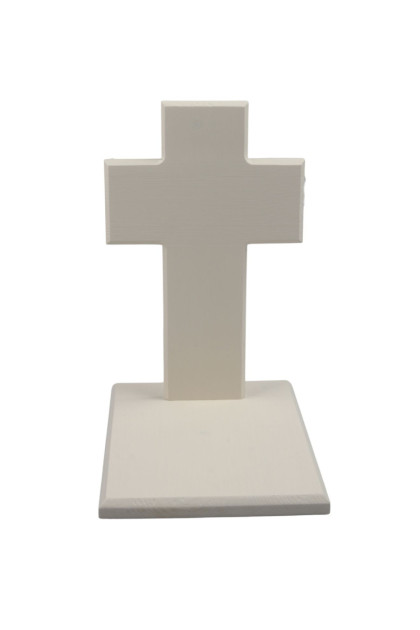 Kríž na podstavci 25 cm/drev./ krémová