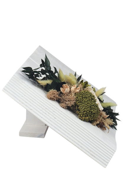 Kniha 40 cm drev. biela  - naaranžovaná