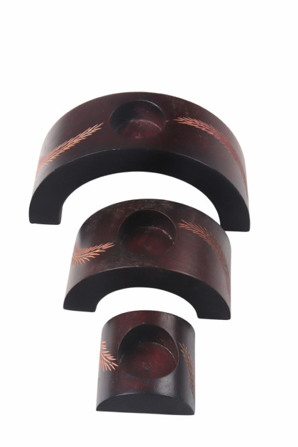 Drevený svietnik polkruh - 3 set