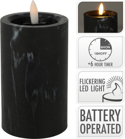 Sviečka LED  7.5 X 12.5cm, čierny mramor Sviečka LED  7.5 X 12.5cm, čierny mramor